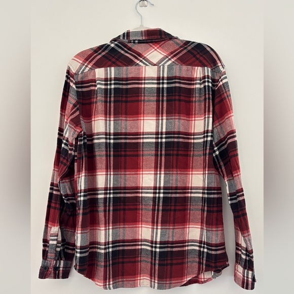 Burton Men's M Flannel Button Down Red White Black Plaid Layering Piece Gorpcore - Picture 7 of 10